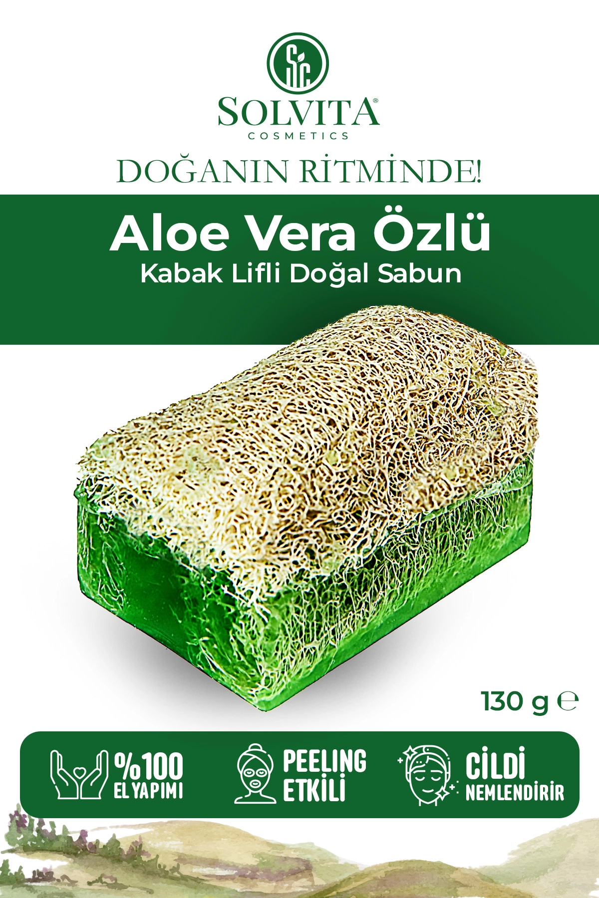 %100 El Yapımı Kabak Lifli Aloe Vera Özlü Sabun