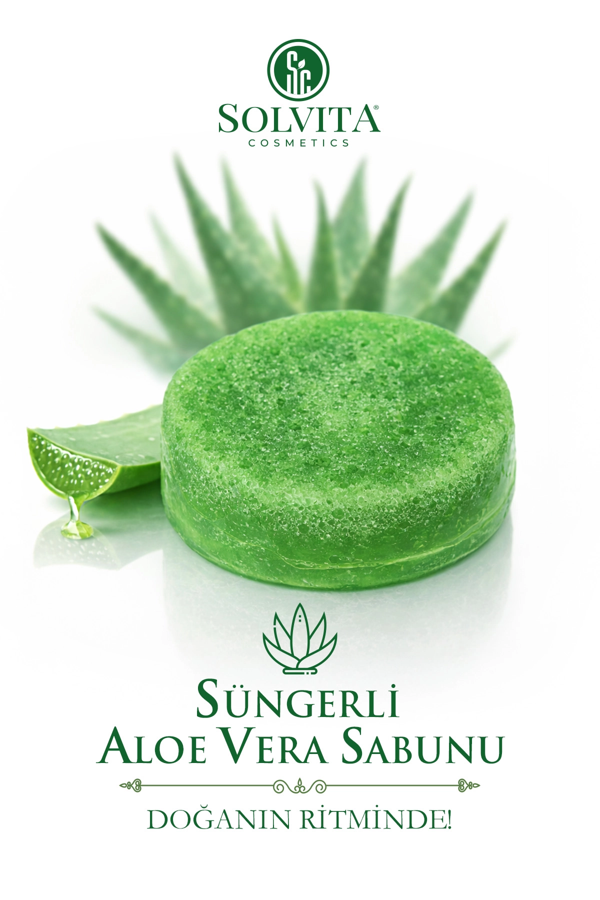 %100 El Yapımı Süngerli Aloe Vera Özlü Sabun