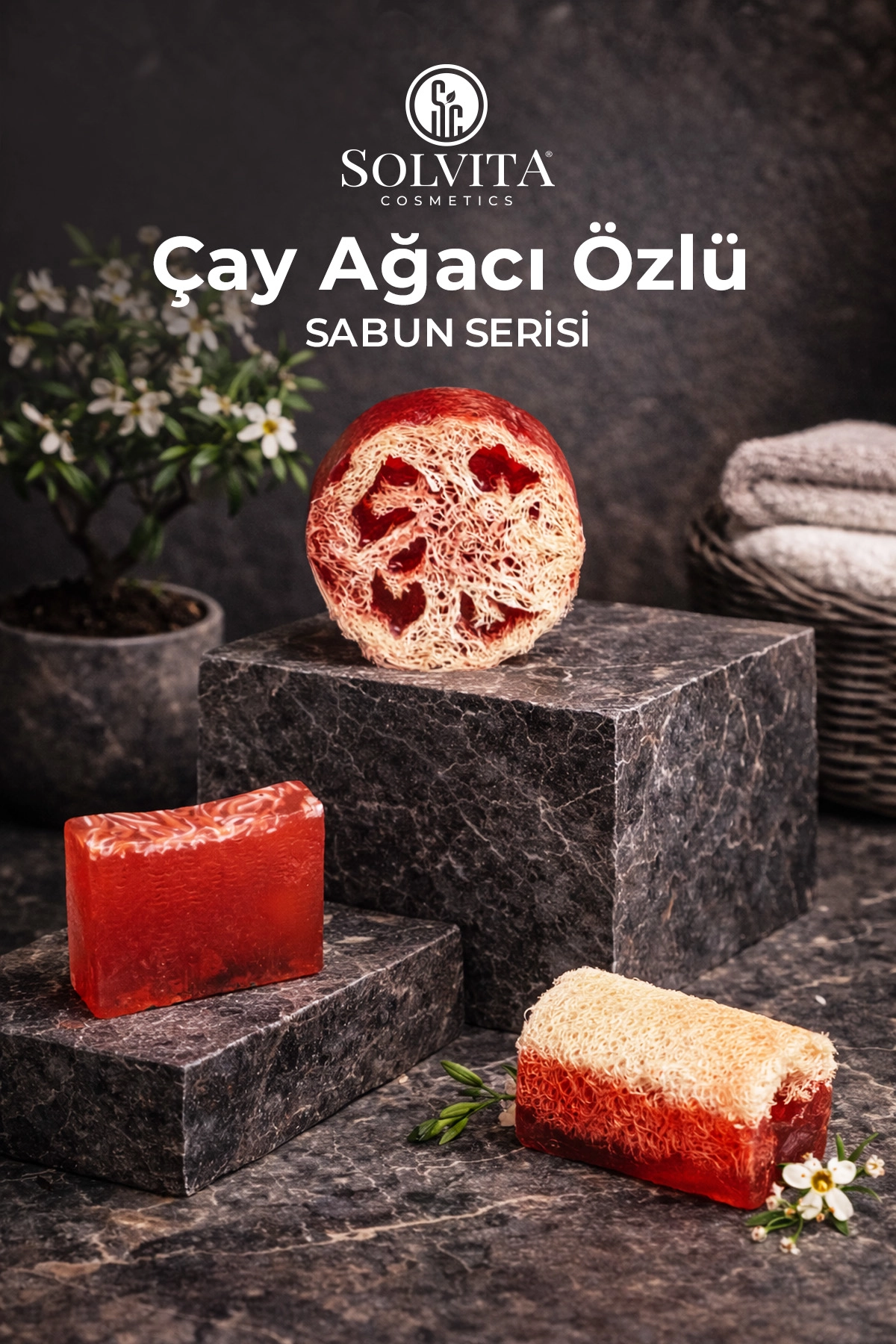 El Yapımı Yuvarlak Kabak Lifli Çay Ağacı Özlü Sabun