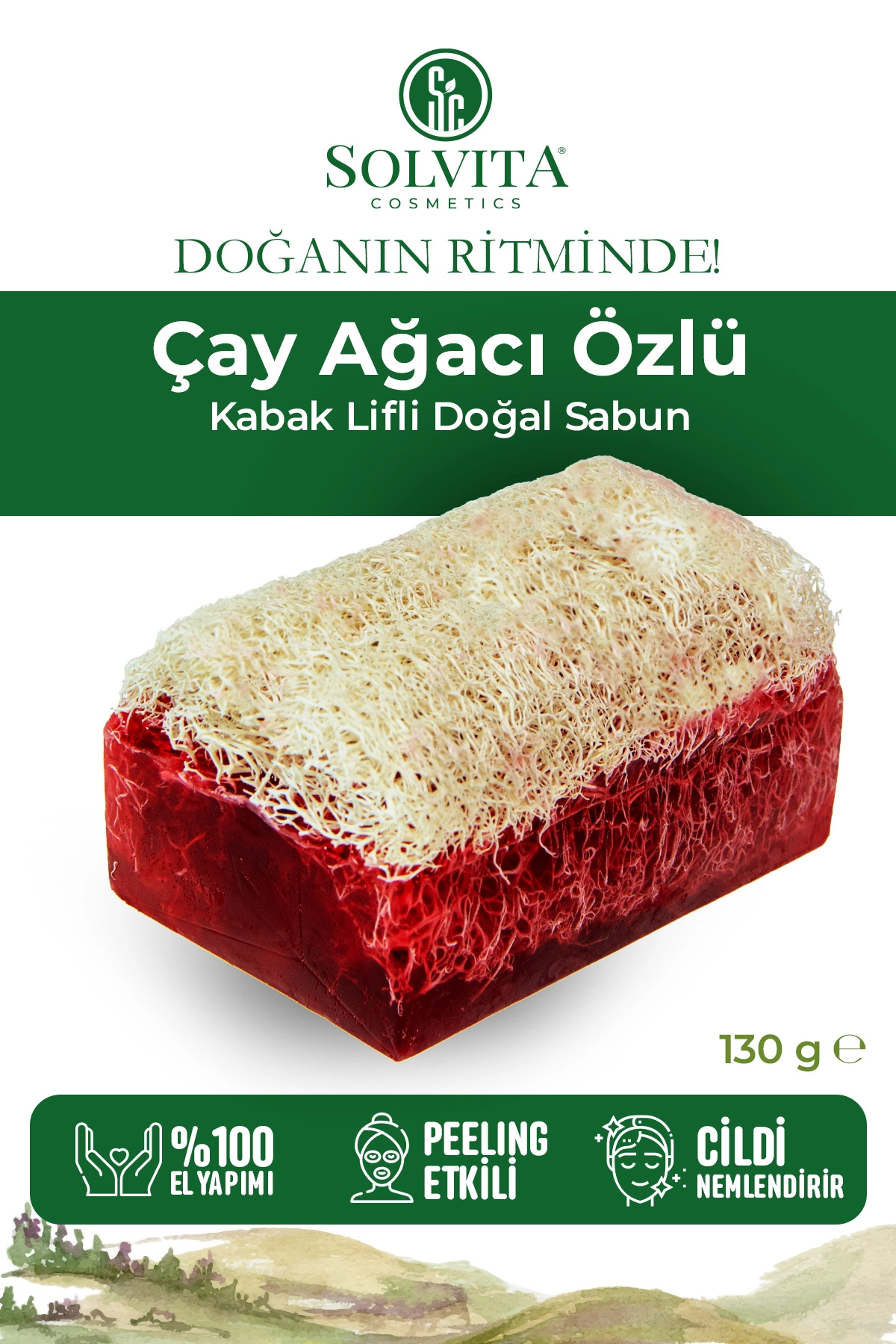 %100 El Yapımı Kabak Lifli Çay Ağacı Özlü Sabun