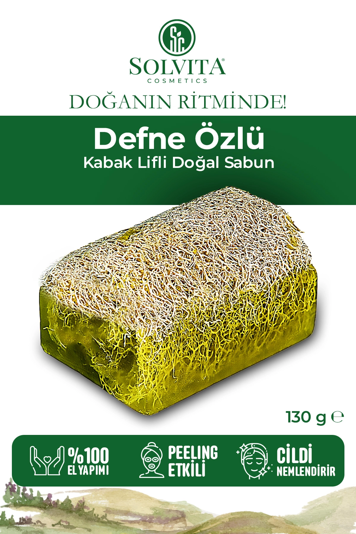 %100 El Yapımı Kabak Lifli Defne Özlü Sabun