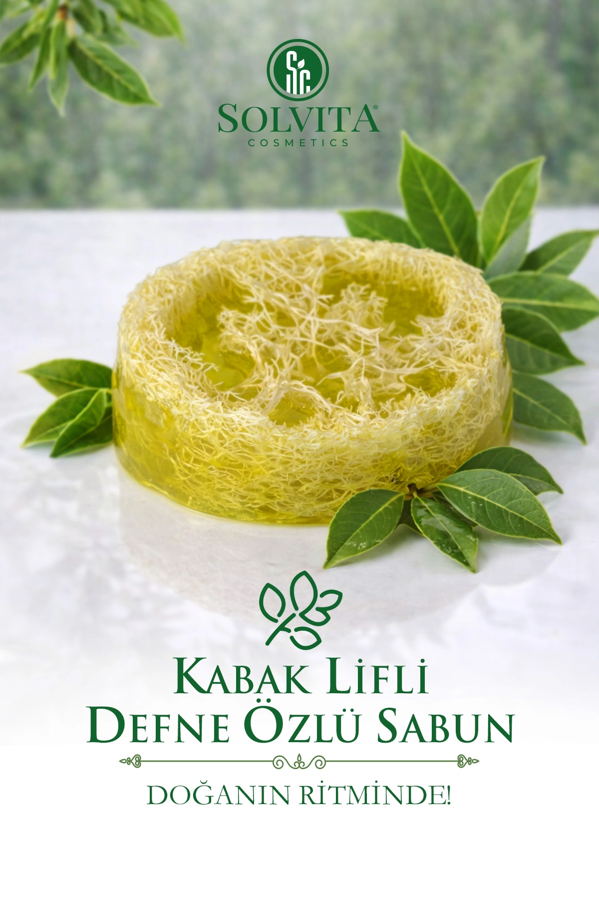 El Yapımı Yuvarlak Kabak Lifli Defne Özlü Sabun