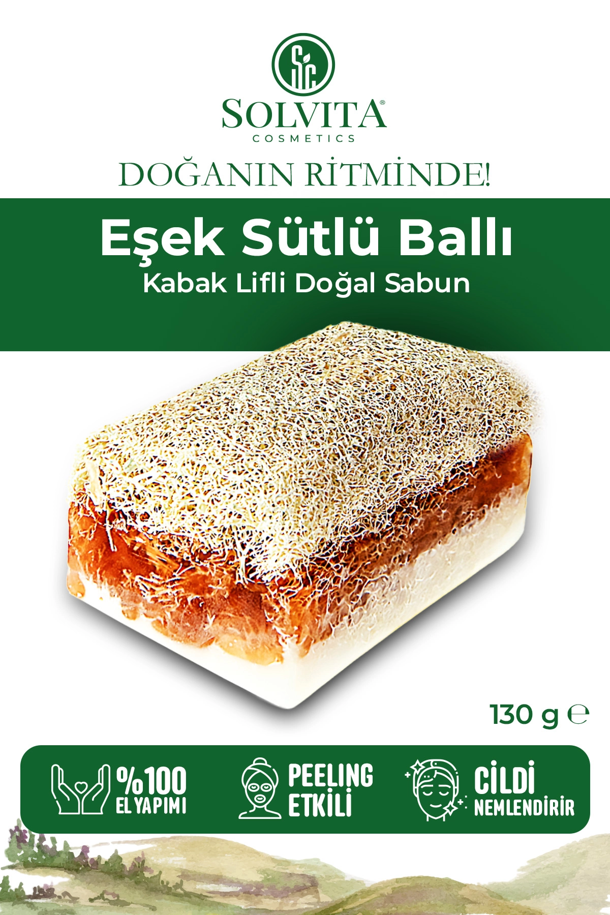 %100 El Yapımı Kabak Lifli Eşek Sütlü Ballı Sabun