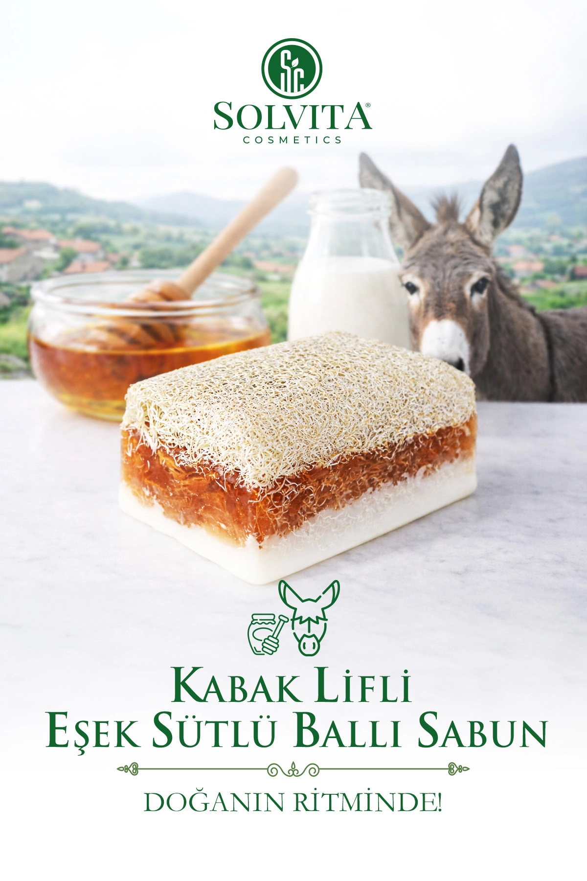%100 El Yapımı Kabak Lifli Eşek Sütlü Ballı Sabun