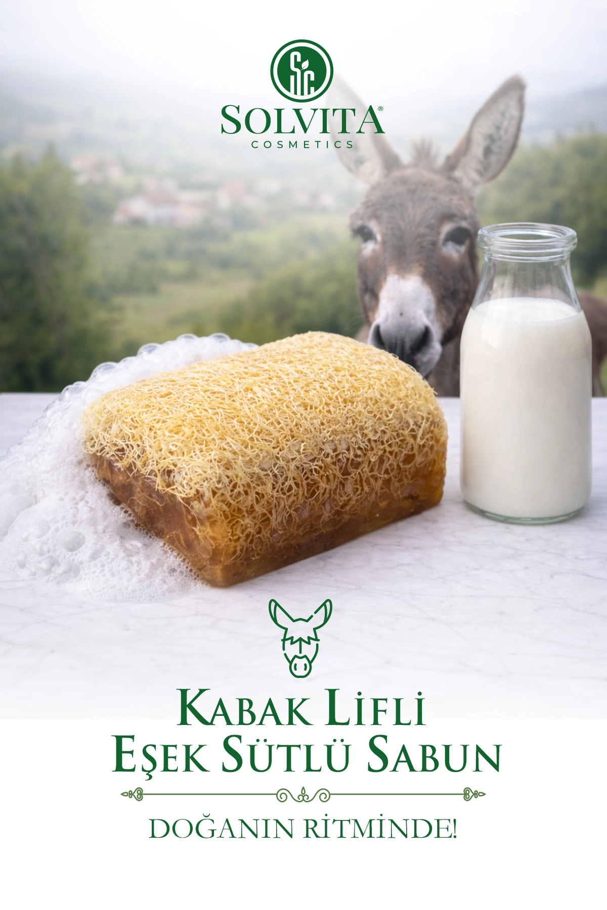 %100 El Yapımı Kabak Lifli Eşek Sütlü Sabunu