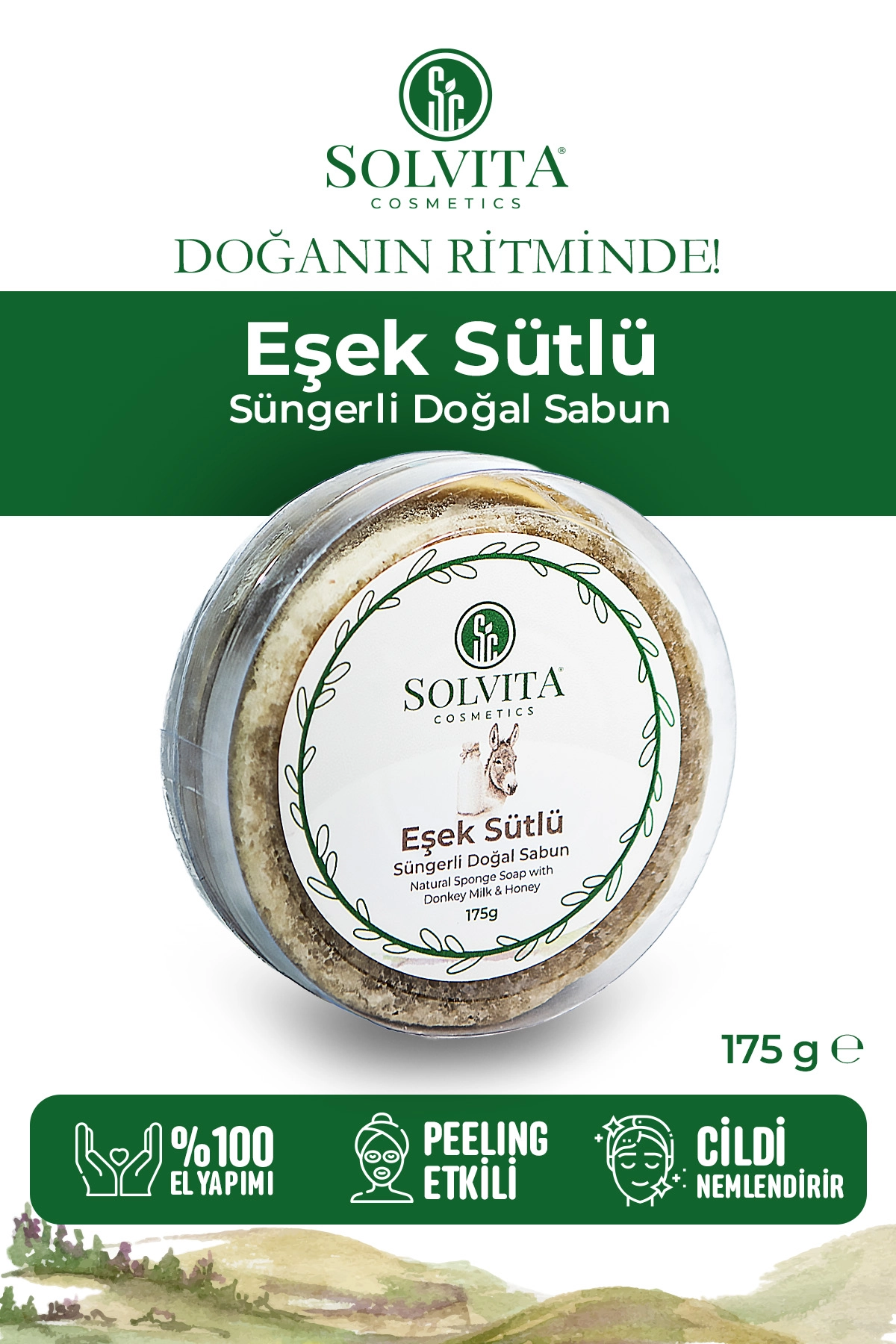 %100 El Yapımı Süngerli Eşek Sütlü Sabun