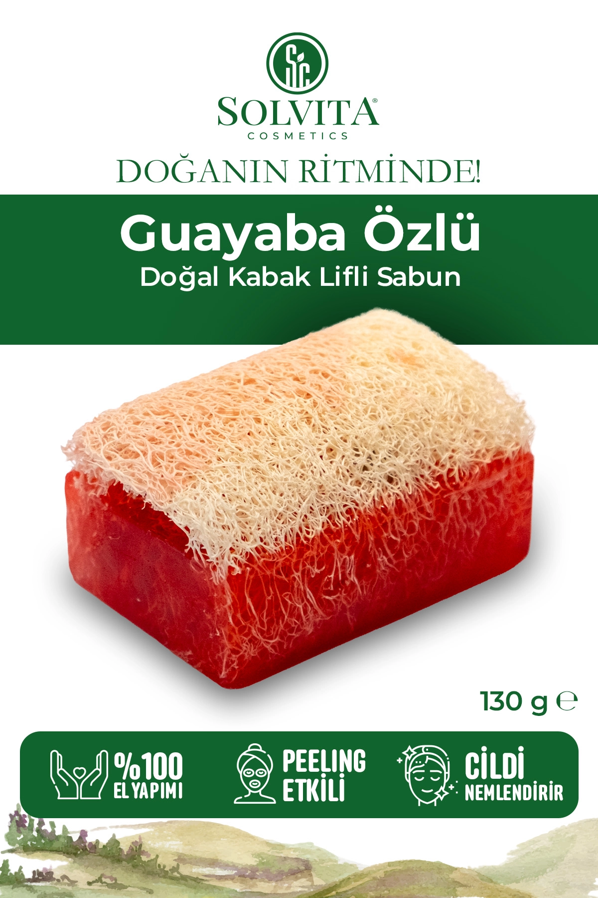 %100 El Yapımı Kabak Lifli Guayaba Özlü Sabun