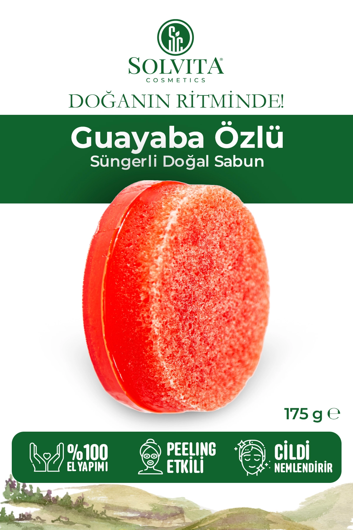 %100 El Yapımı Süngerli Guayaba Özlü Sabun