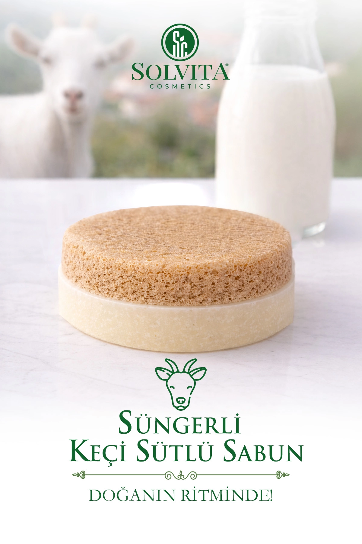 %100 El Yapımı Süngerli Keçi Sütlü Sabunu