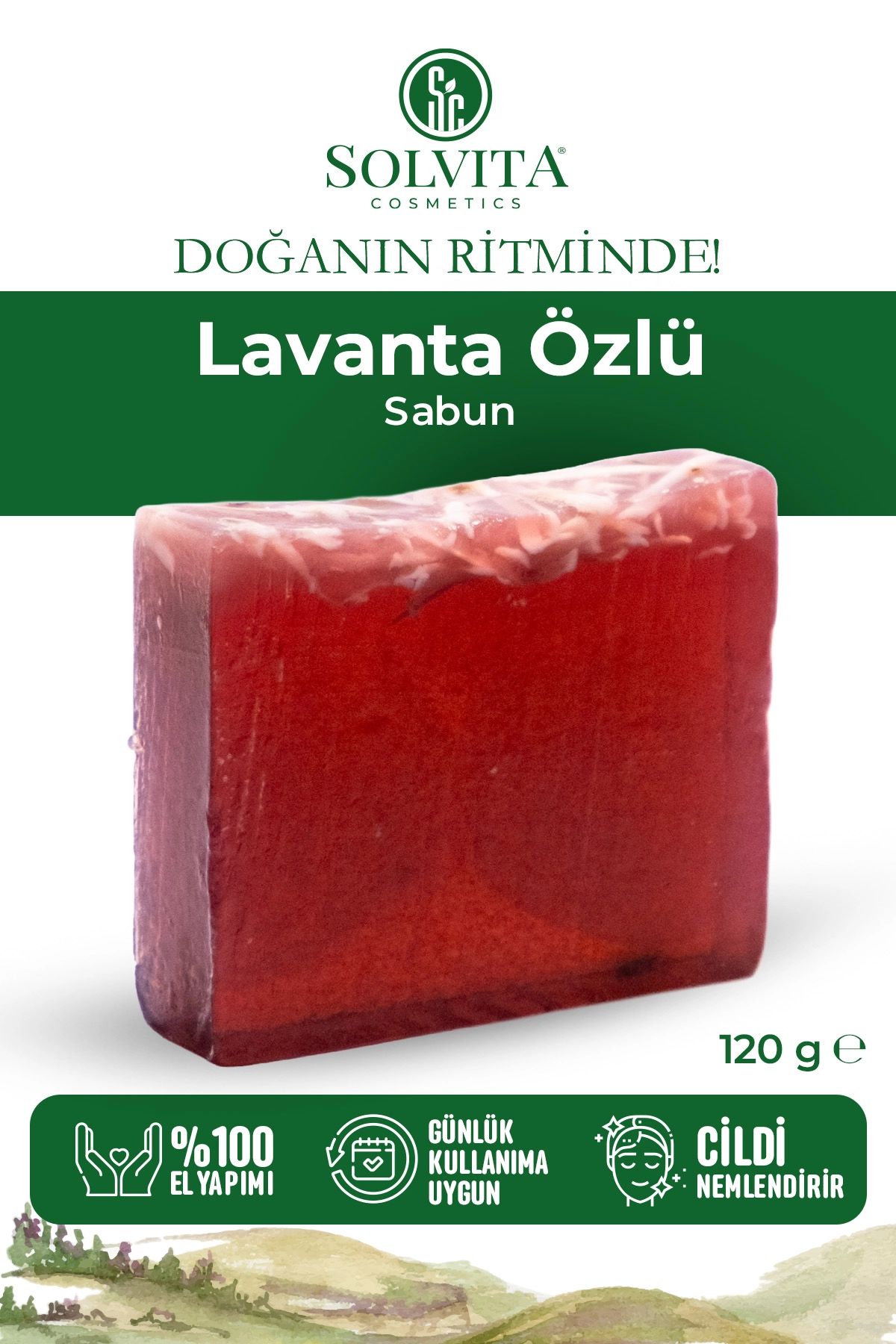 %100 El Yapımı Lavanta Özlü Gliserinli Sabun