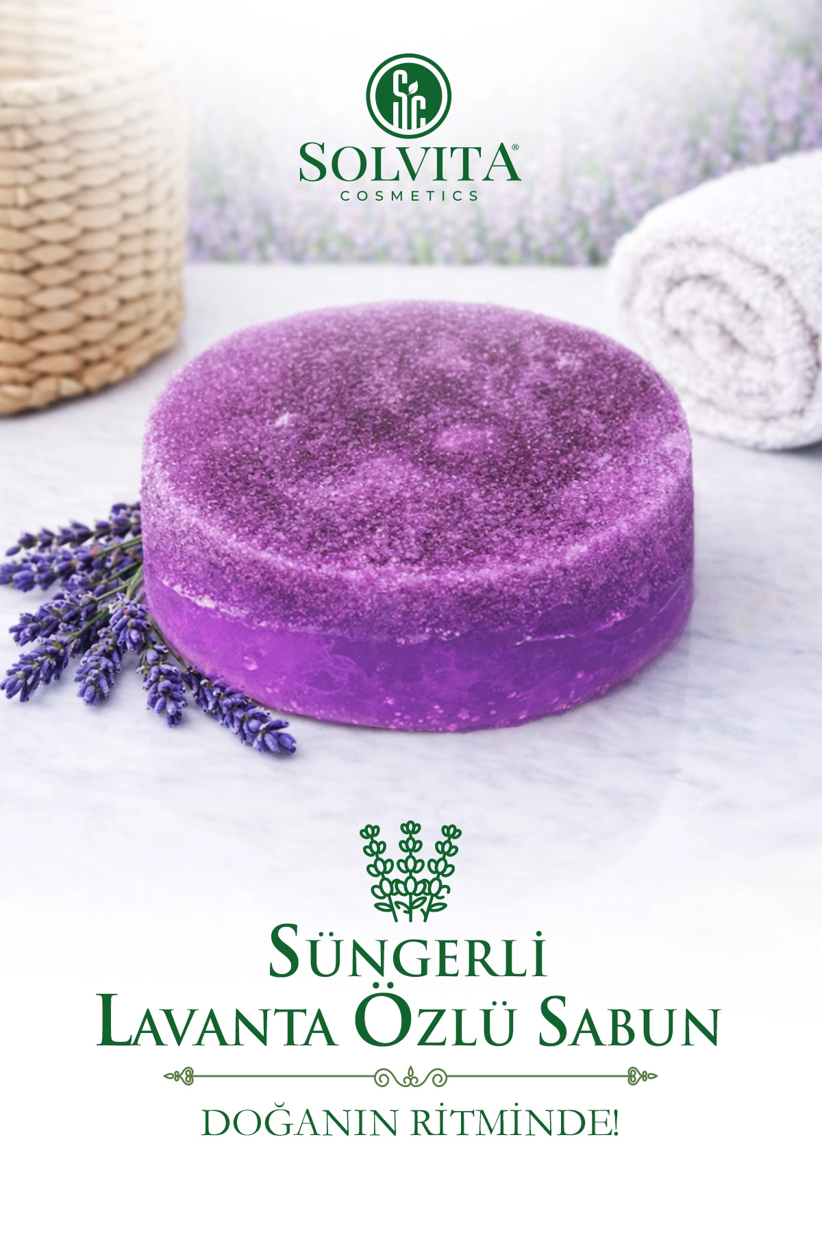 %100 El Yapımı Süngerli Lavanta Özlü Sabun