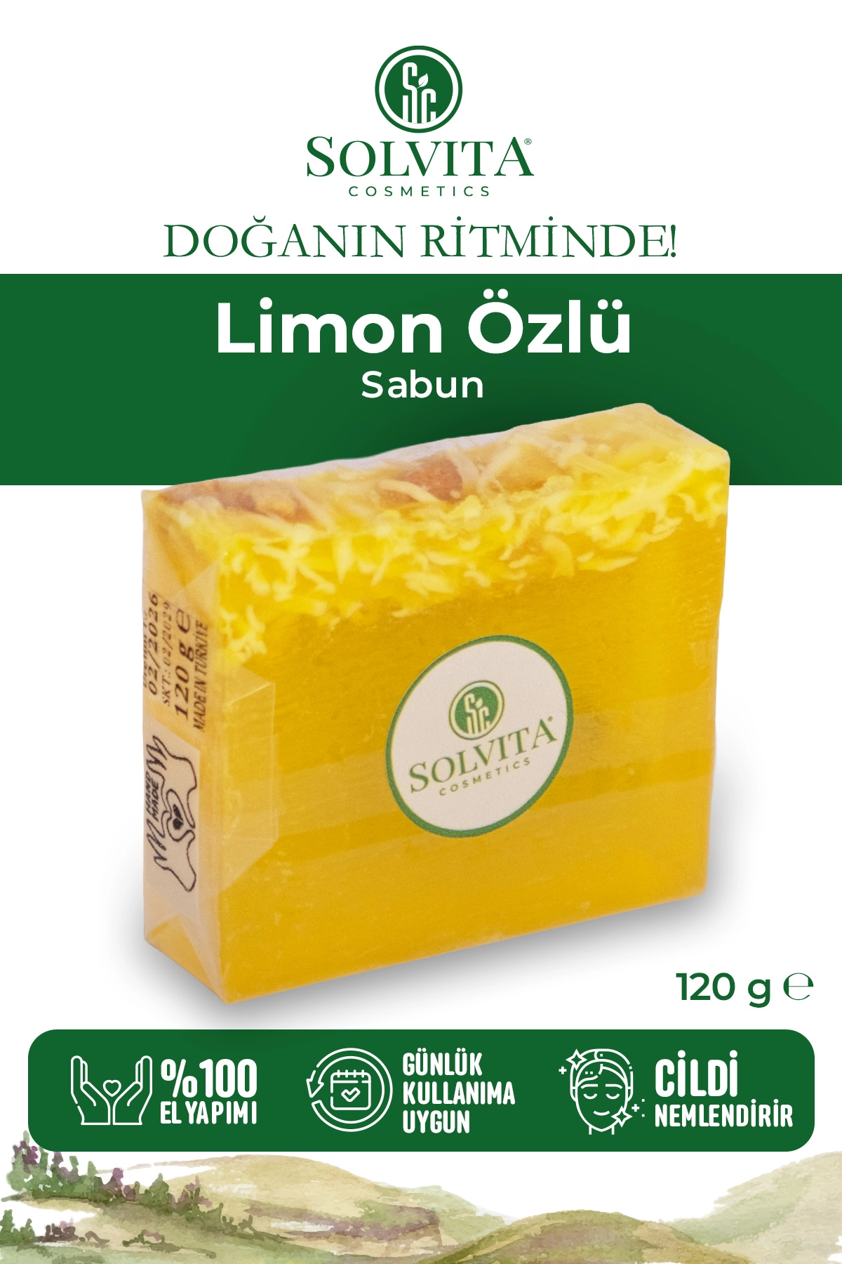 %100 El Yapımı Limon Özlü Gliserinli Sabun