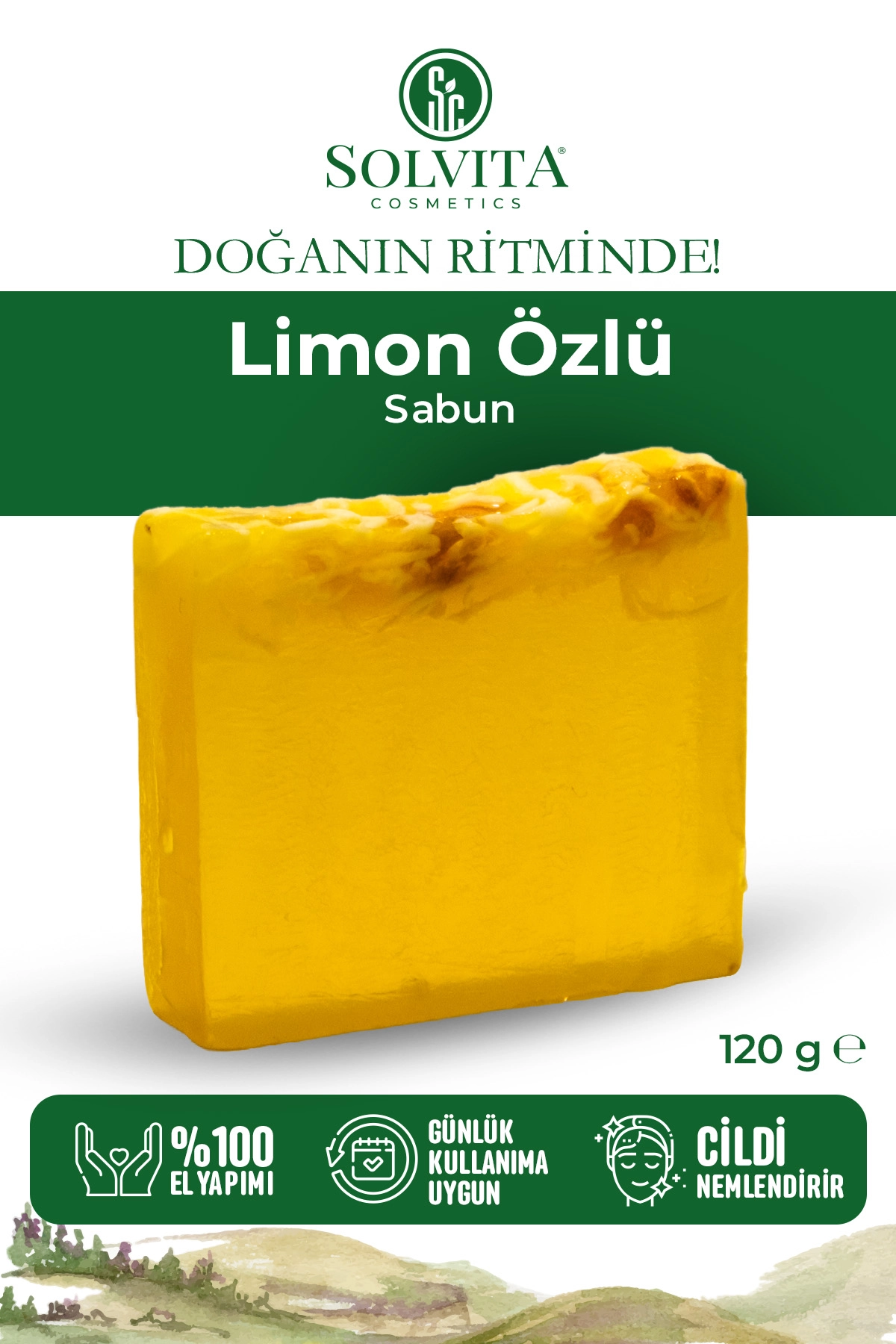 %100 El Yapımı Limon Özlü Gliserinli Sabun