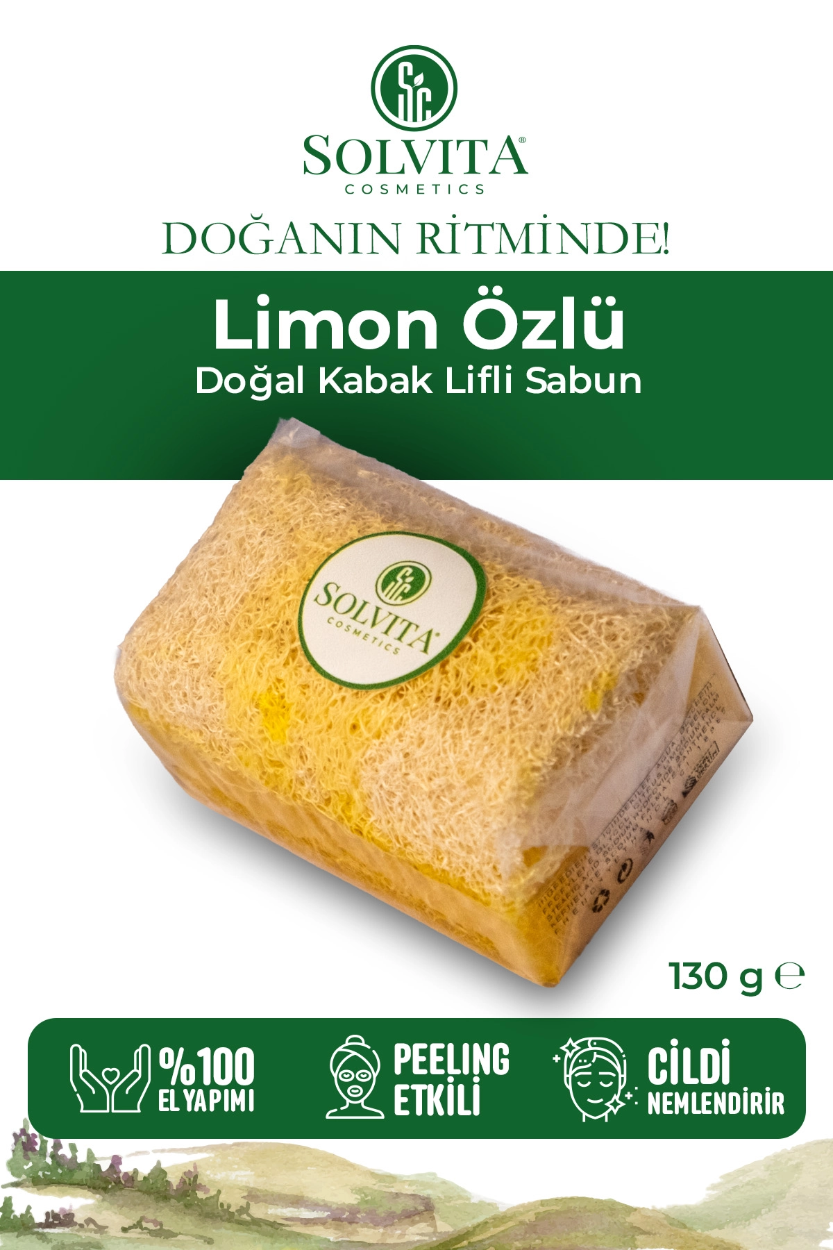 %100 El Yapımı Kabak Lifli Limon Özlü Sabun