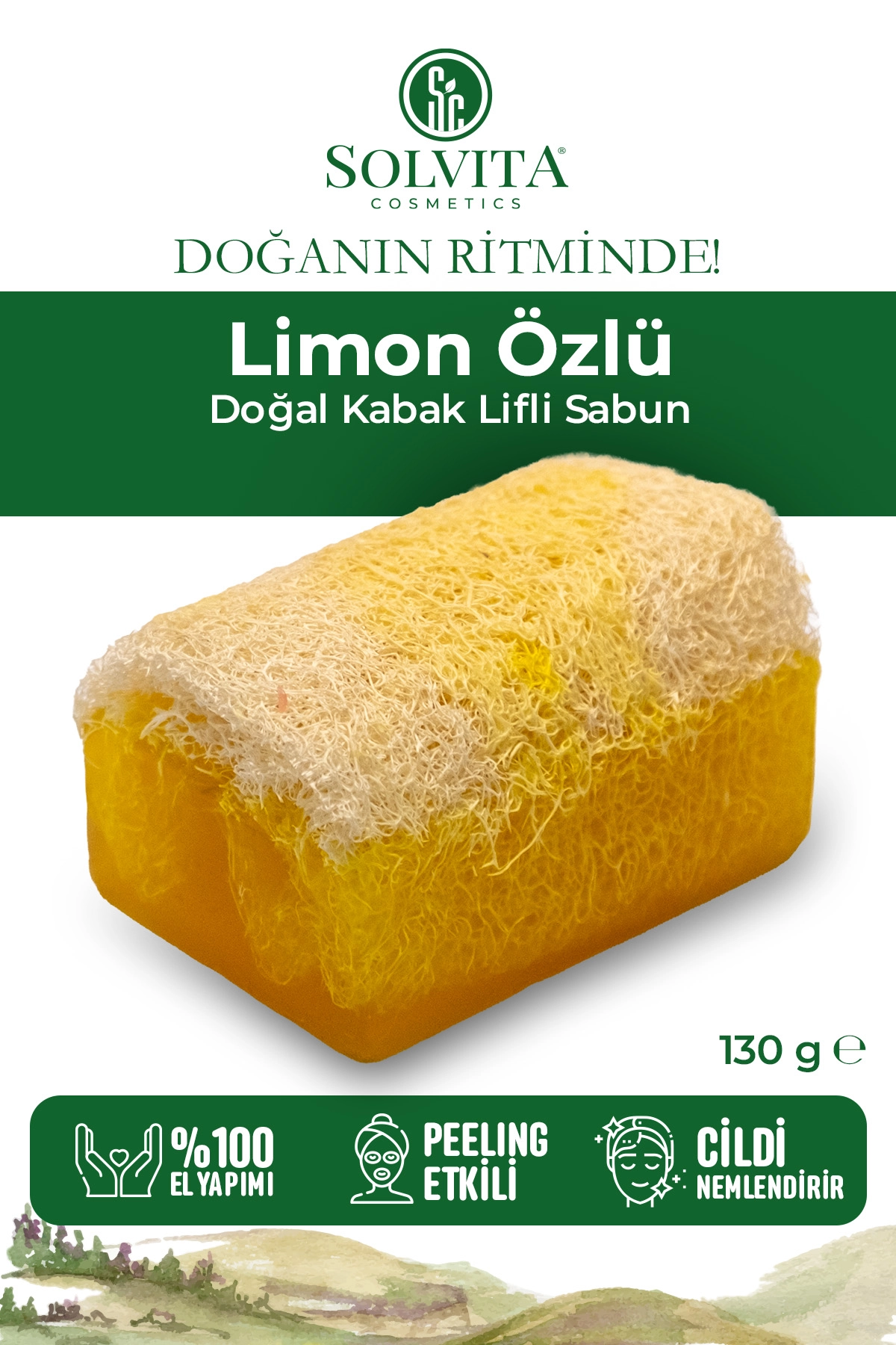 %100 El Yapımı Kabak Lifli Limon Özlü Sabun