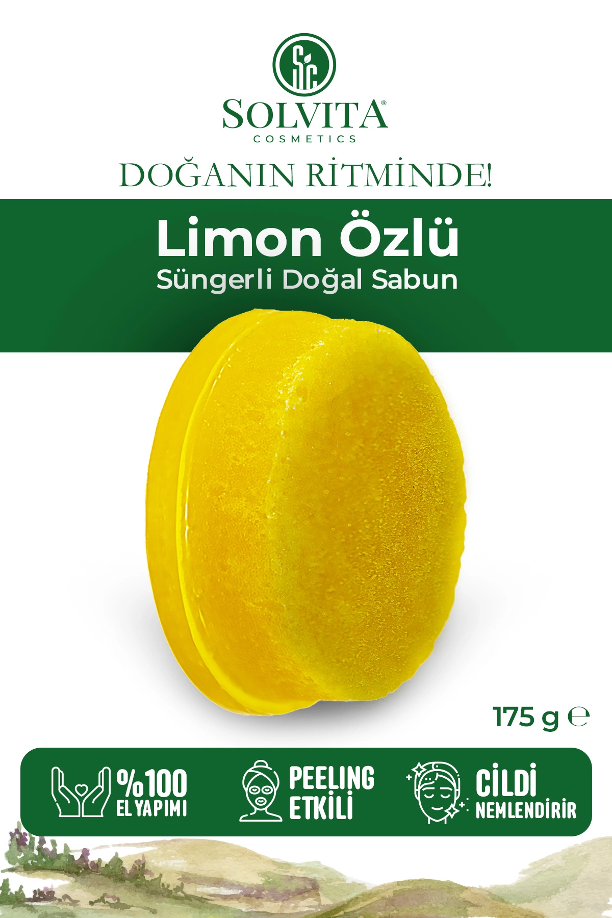 %100 El Yapımı Süngerli Limon Özlü Sabun