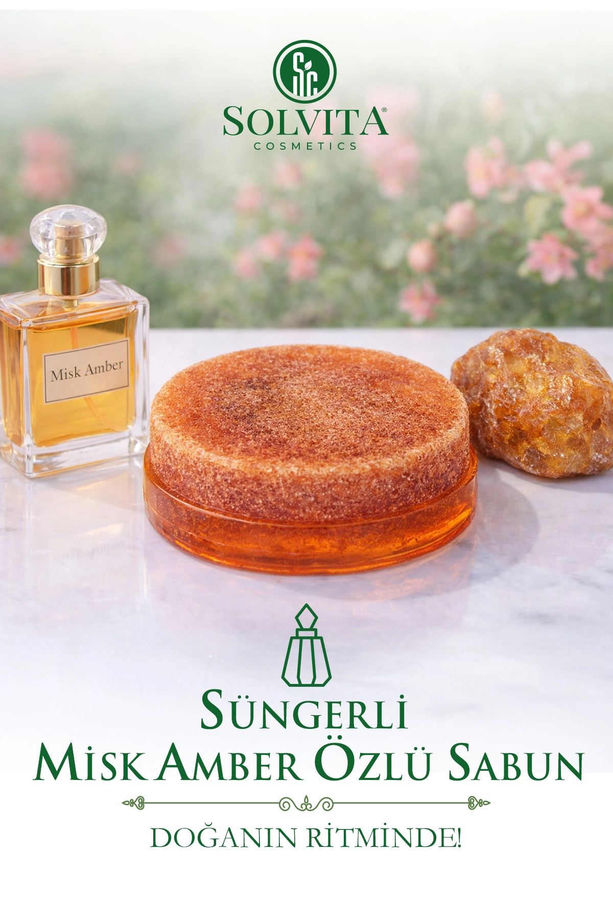 %100 El Yapımı Süngerli Misk Amber Özlü Sabun
