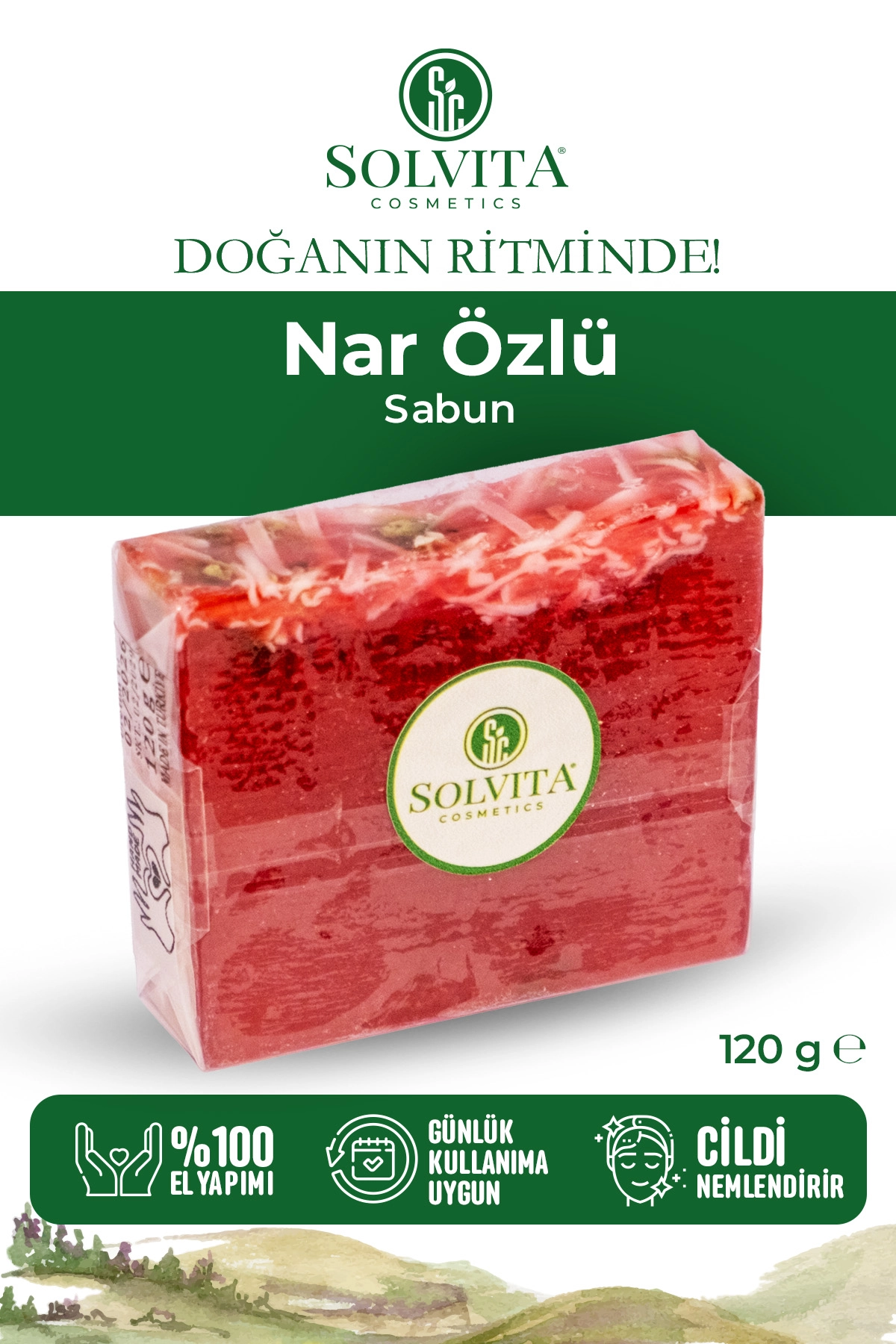 %100 El Yapımı Nar Özlü Gliserinli Sabun