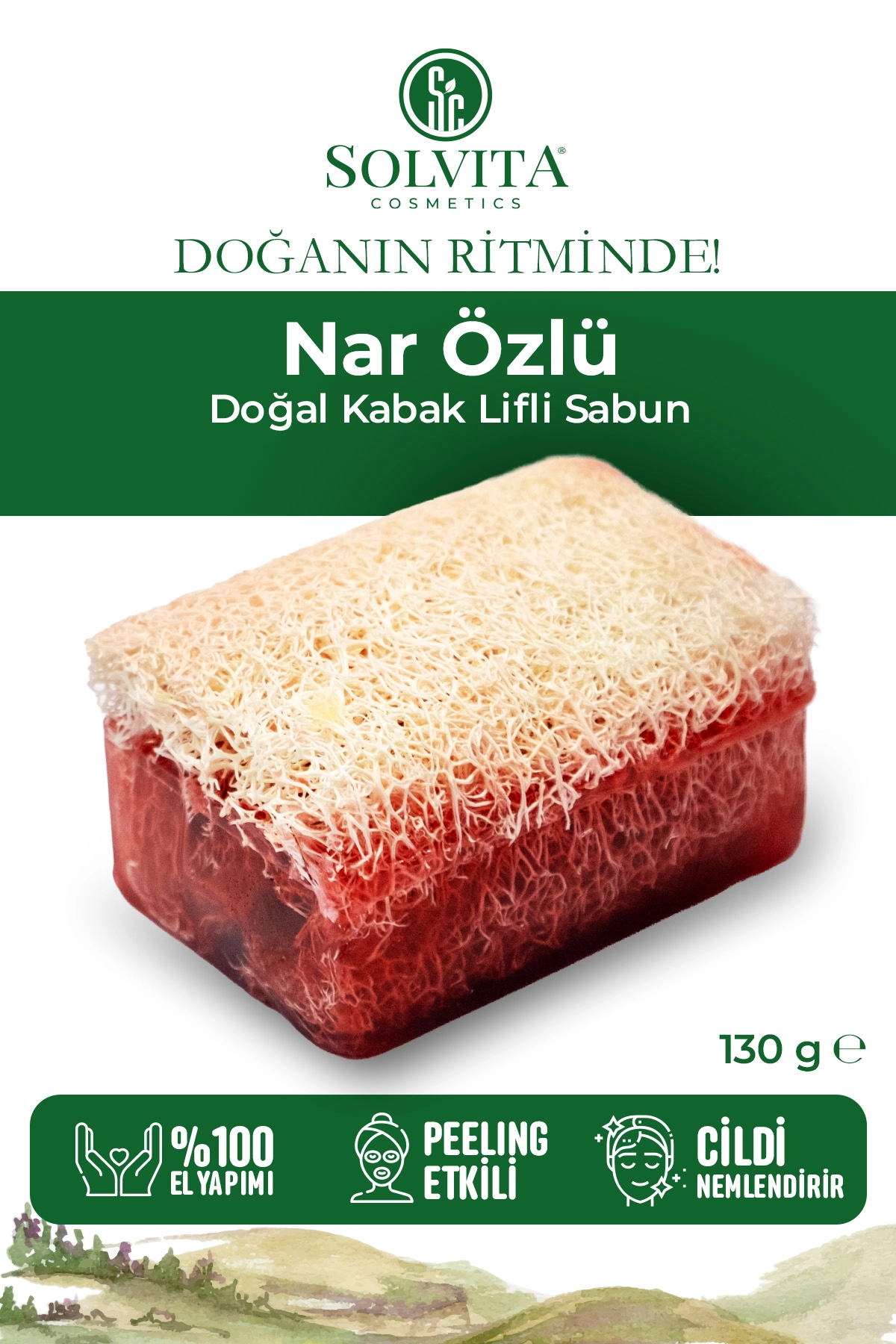 %100 El Yapımı Kabak Lifli Nar Özlü Sabun