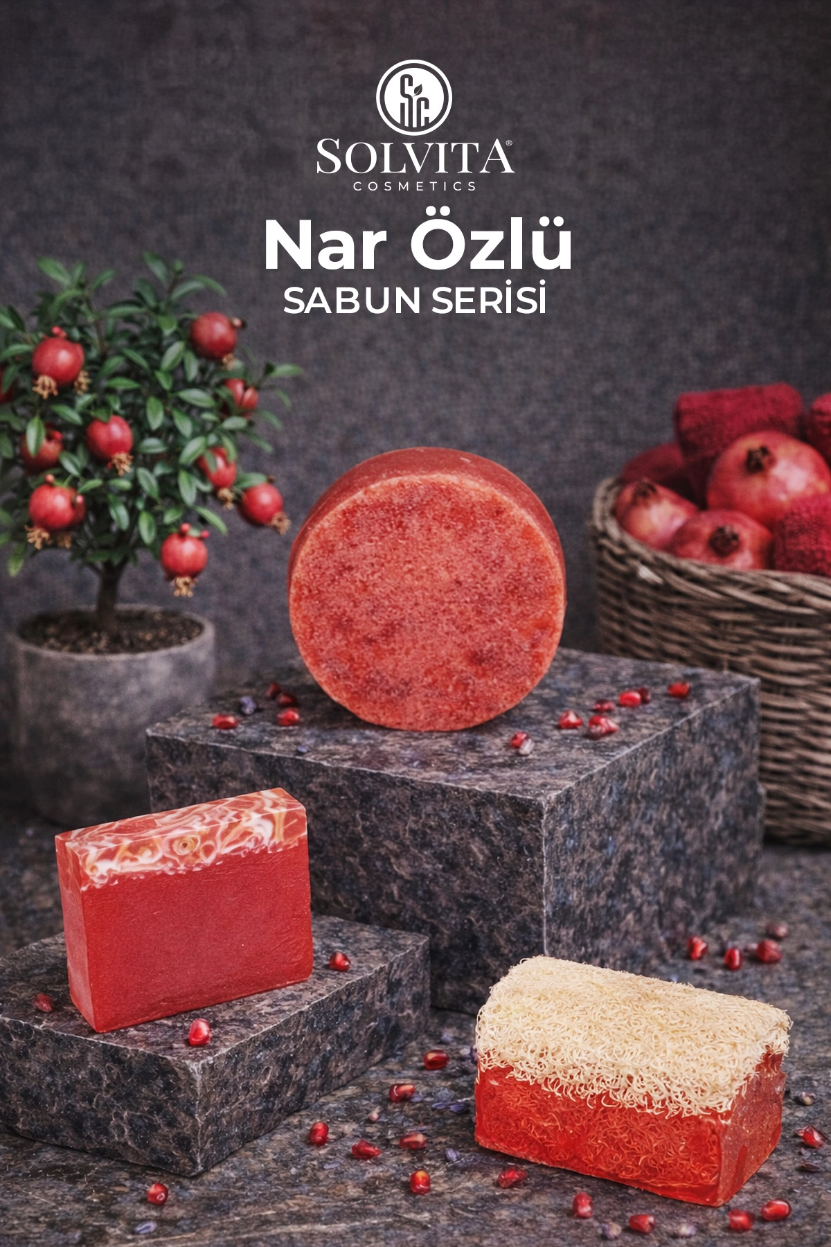 %100 El Yapımı Süngerli Nar Özlü Sabun