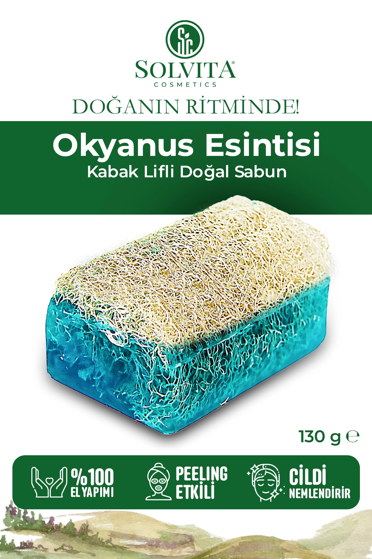 %100 El Yapımı Kabak Lifli Okyanus Esintisi Sabun