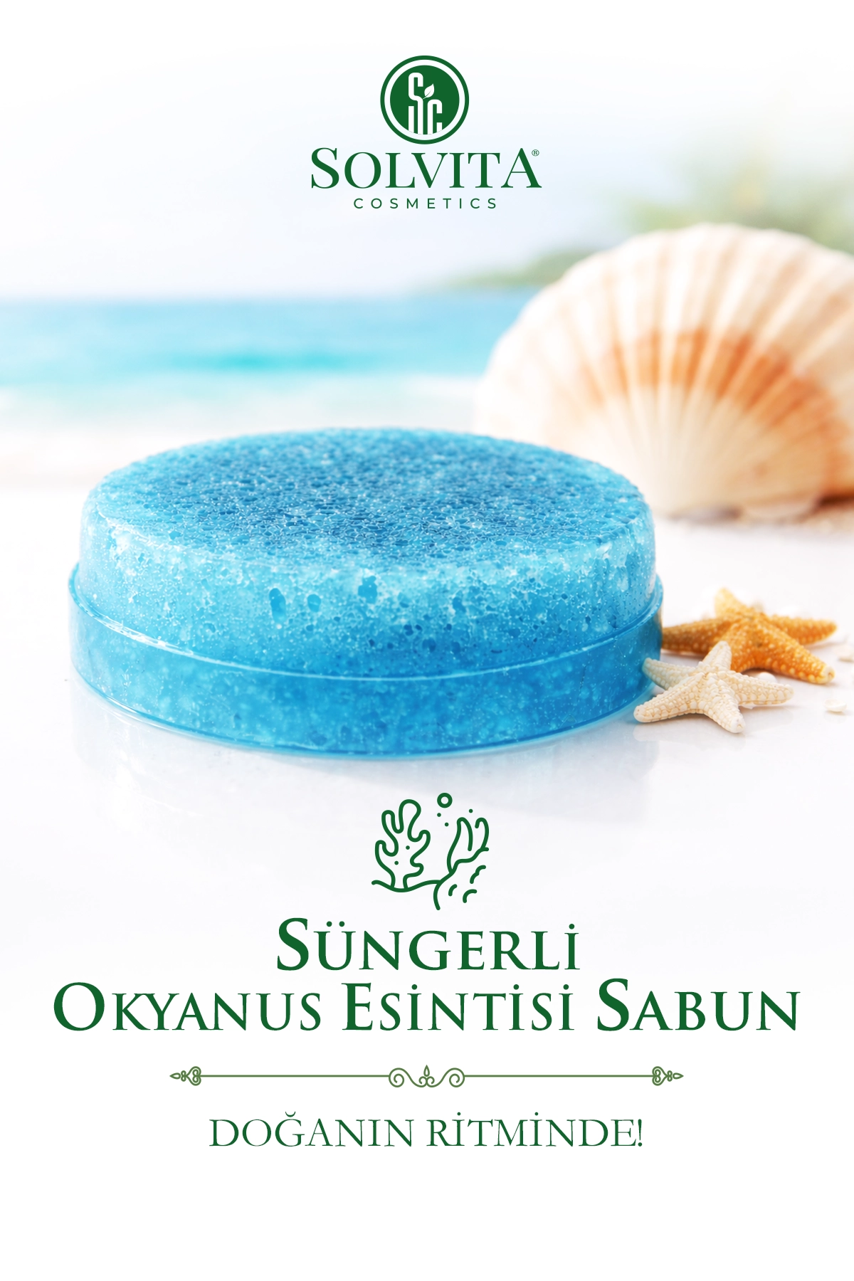 %100 El Yapımı Süngerli Okyanus Esintisi Sabun