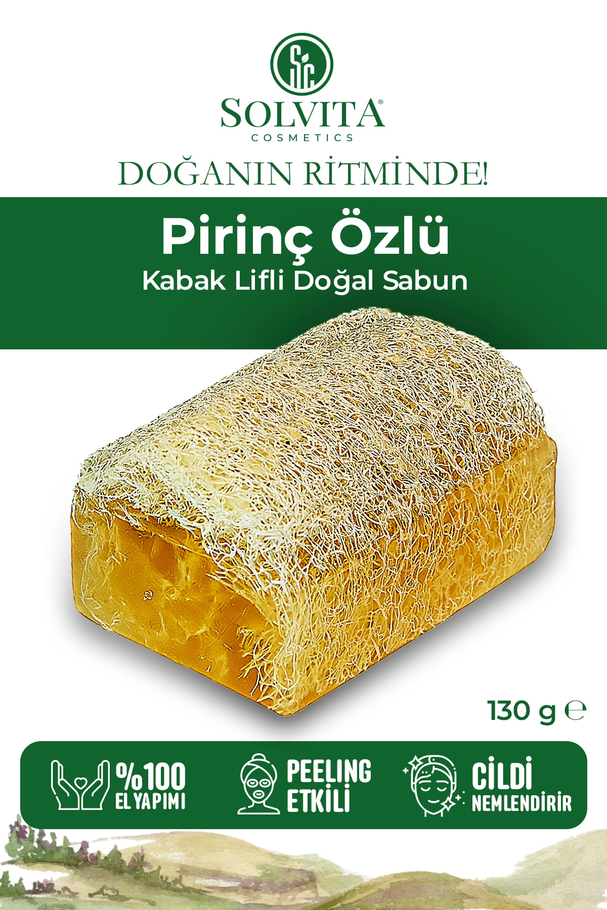 %100 El Yapımı Kabak Lifli Pirinç Özlü Sabun