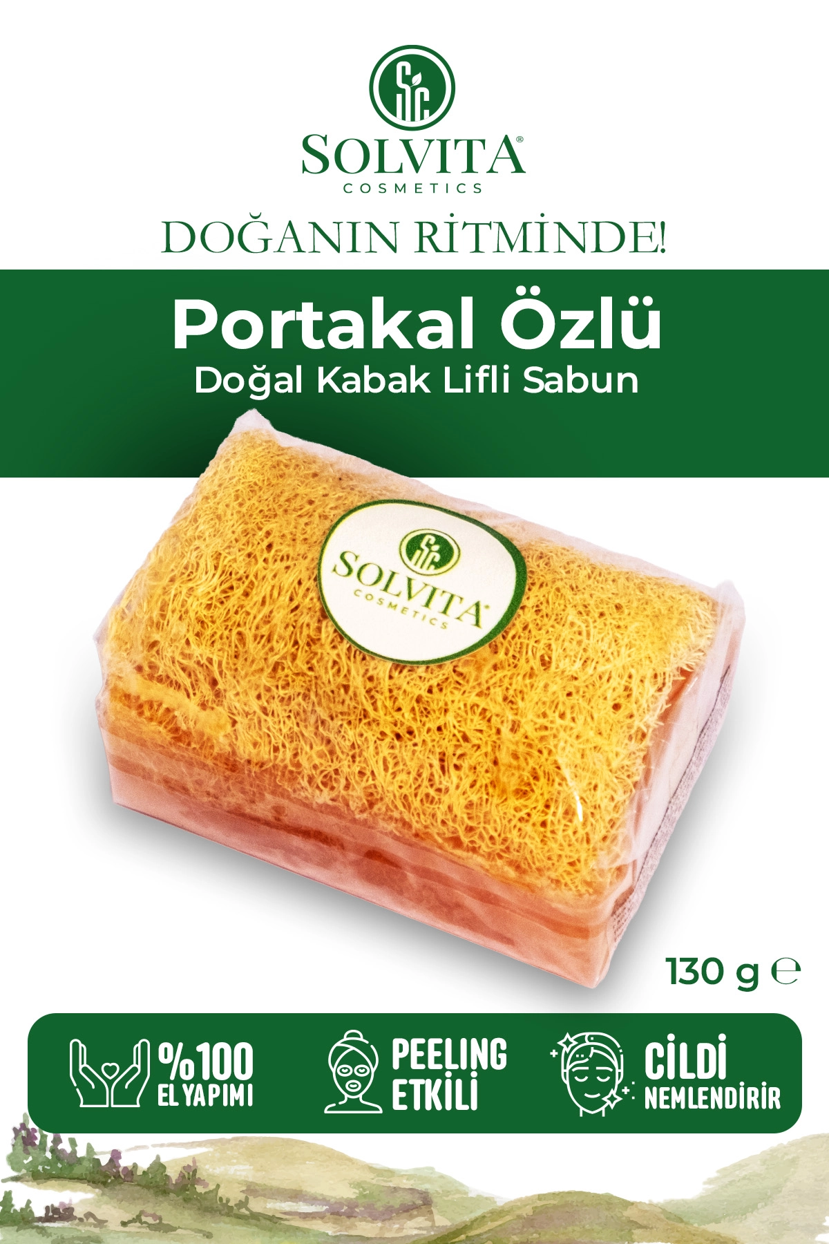 %100 El Yapımı Kabak Lifli Portakal Özlü Sabun