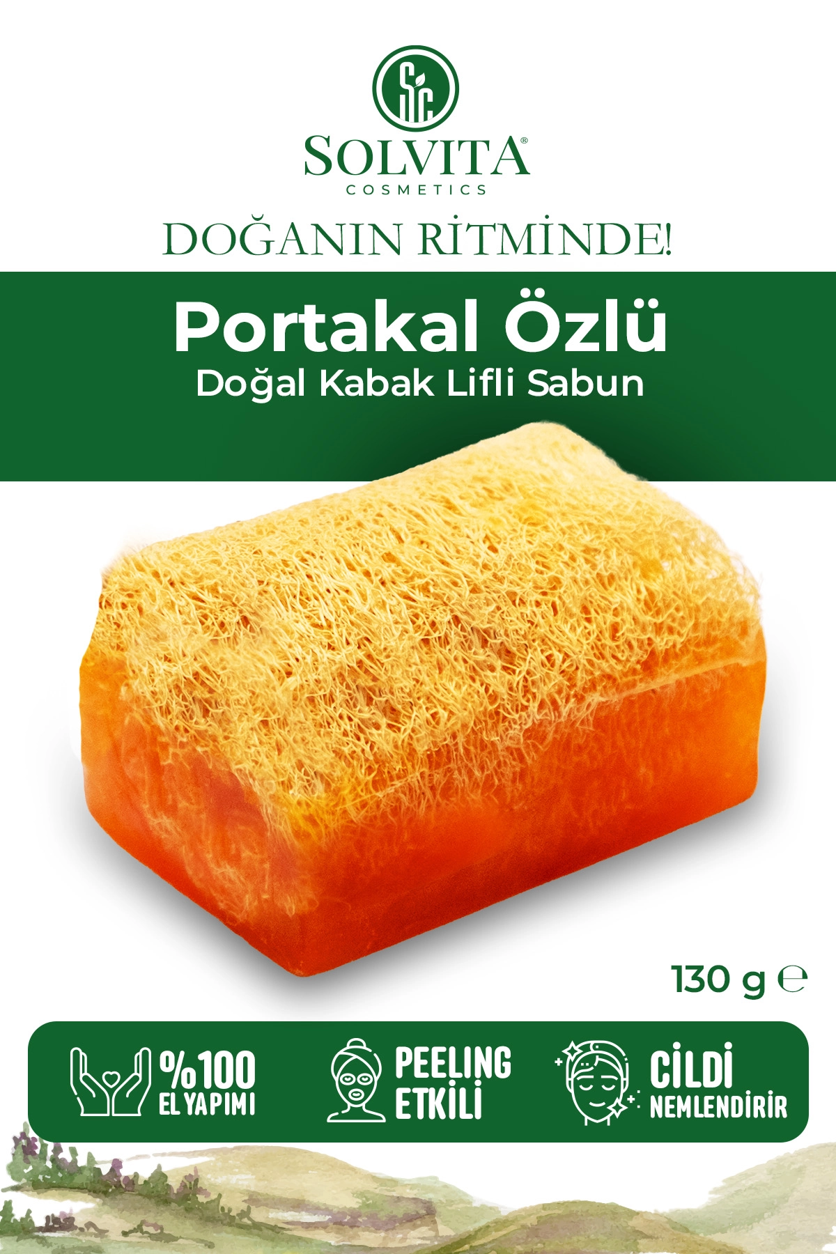 %100 El Yapımı Kabak Lifli Portakal Özlü Sabun