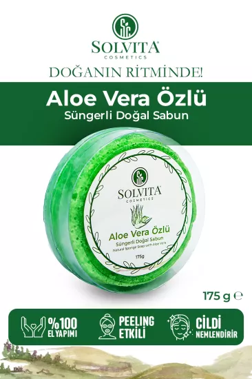 %100 El Yapımı Süngerli Aloe Vera Özlü Sabun