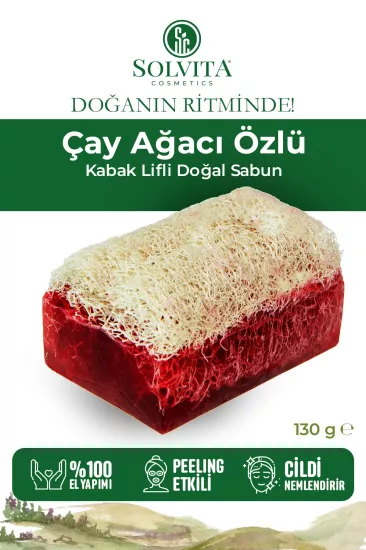 %100 El Yapımı Kabak Lifli Çay Ağacı Özlü Sabun