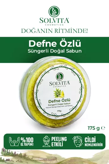 %100 El Yapımı Süngerli Defne Özlü Sabun