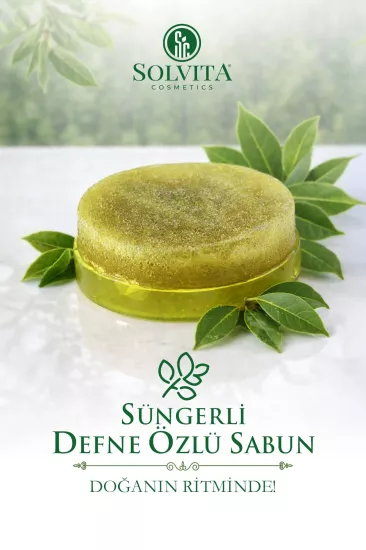 %100 El Yapımı Süngerli Defne Özlü Sabun