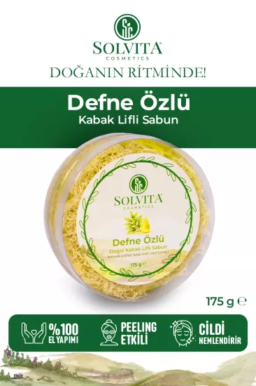 El Yapımı Yuvarlak Kabak Lifli Defne Özlü Sabun