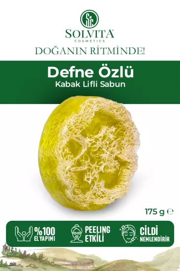 El Yapımı Yuvarlak Kabak Lifli Defne Özlü Sabun