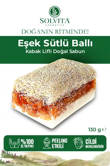 %100 El Yapımı Kabak Lifli Eşek Sütlü Ballı Sabun