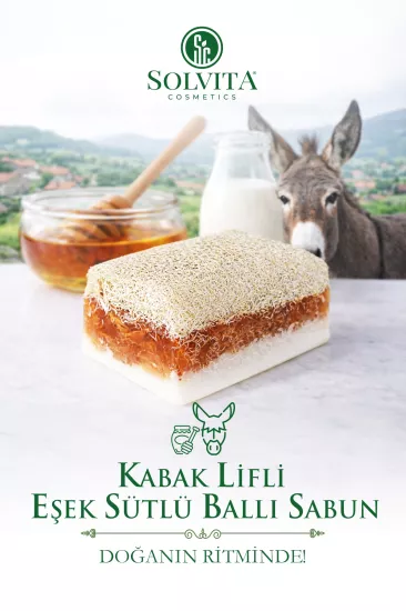 %100 El Yapımı Kabak Lifli Eşek Sütlü Ballı Sabun
