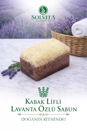 %100 El Yapımı Kabak Lifli Lavanta Özlü Sabun