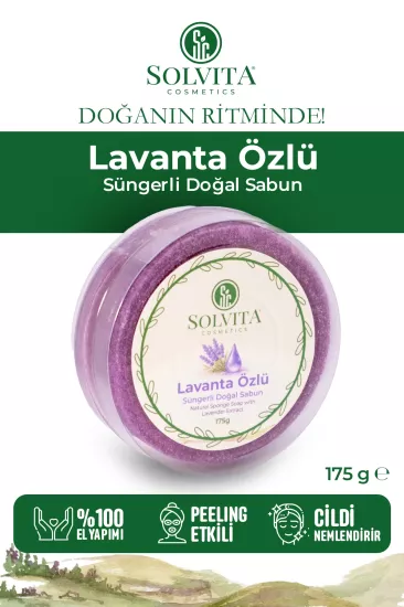 %100 El Yapımı Süngerli Lavanta Özlü Sabun