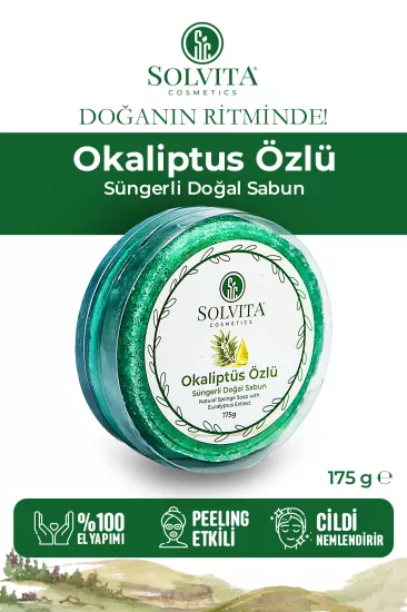 %100 El Yapımı Süngerli Okaliptüs Özlü Sabun