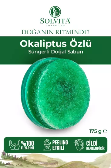 %100 El Yapımı Süngerli Okaliptüs Özlü Sabun