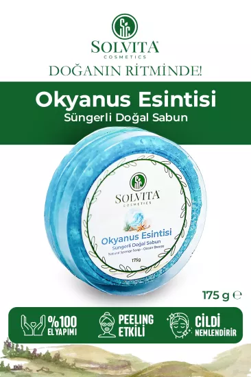 %100 El Yapımı Süngerli Okyanus Esintisi Sabun
