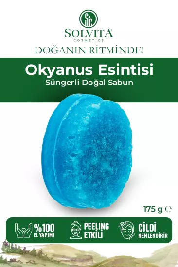 %100 El Yapımı Süngerli Okyanus Esintisi Sabun