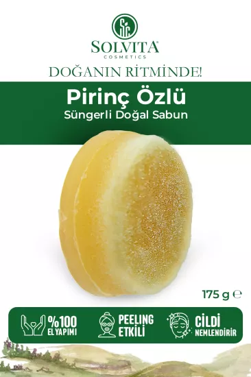 %100 El Yapımı Süngerli Pirinç Özlü Sabun
