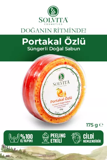 %100 El Yapımı Süngerli Portakal Özlü Sabun