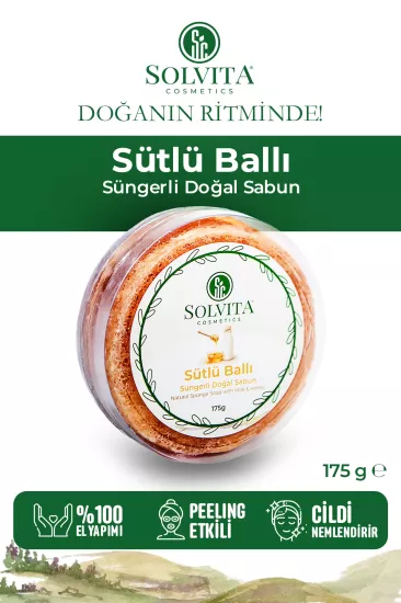 %100 El Yapımı Süngerli Sütlü Ballı Sabun
