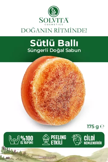 %100 El Yapımı Süngerli Sütlü Ballı Sabun