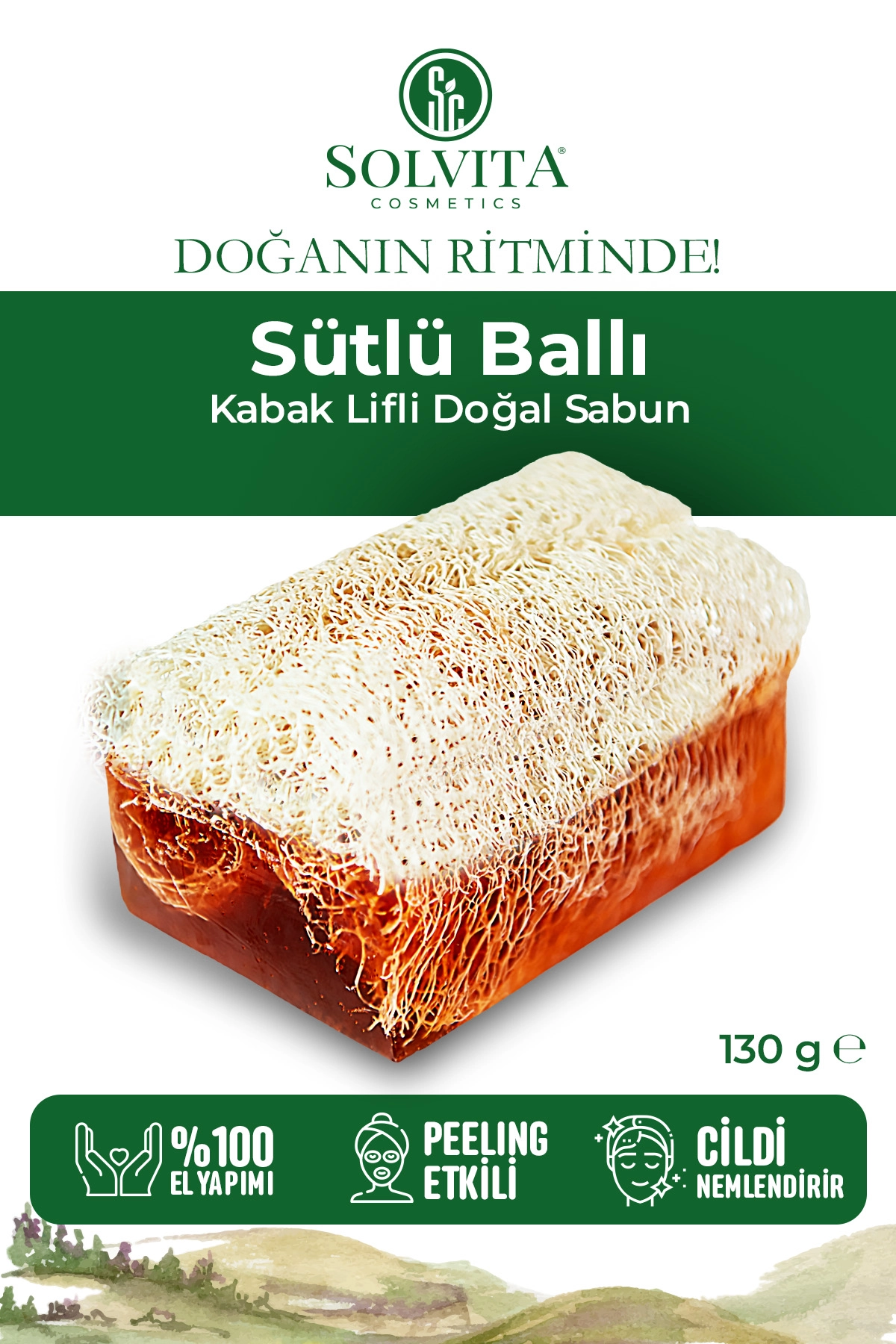 %100 El Yapımı Kabak Lifli Sütlü Ballı Sabun
