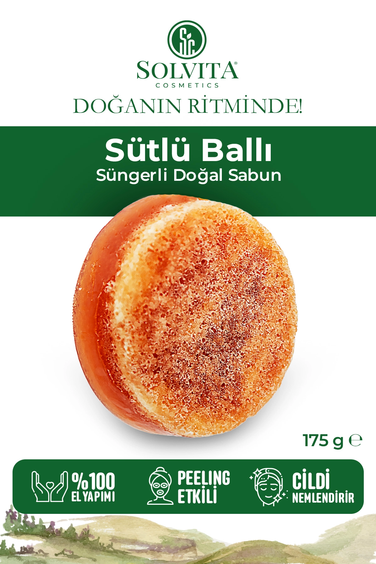 %100 El Yapımı Süngerli Sütlü Ballı Sabun
