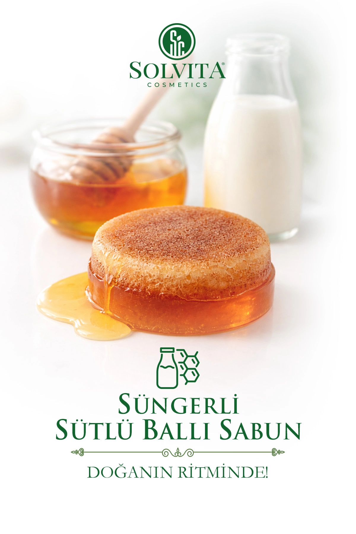 %100 El Yapımı Süngerli Sütlü Ballı Sabun